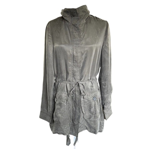 Ella Moss Army Green Utility Coat Cupro Outer Shell Size Small EUC - Picture 1 of 9